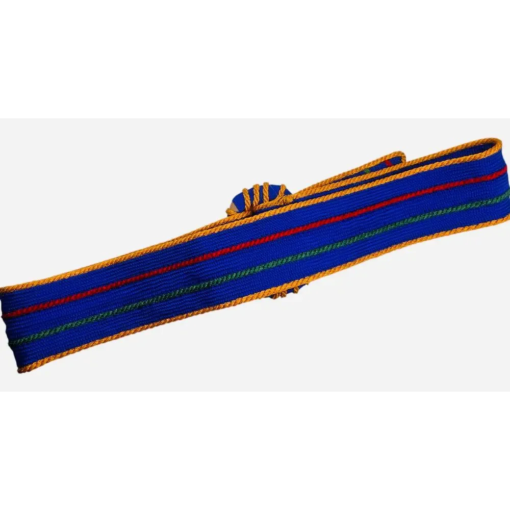 Womens Bright Multicolor Woven Belt Royal Blue, Yellow, Red and Green 34” Lx2” W